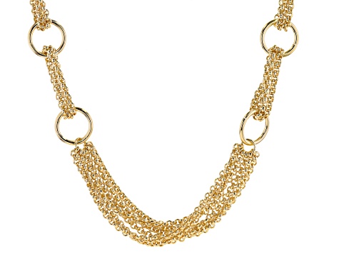 Pre-Owned 18K Yellow Gold Over Bronze Circle Station Link Necklace