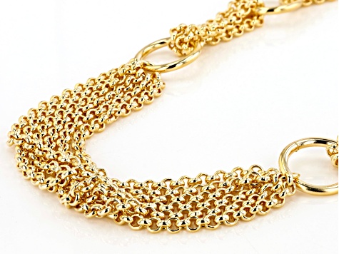 Pre-Owned 18K Yellow Gold Over Bronze Circle Station Link Necklace