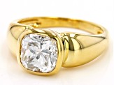 Pre-Owned Moissanite 14k yellow gold over sterling silver mens ring 3.30ct DEW