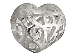 Pre-Owned FROM JTV's IMAGINATION CHARM COLLECTION, A FANCY HEART DESIGN STERLING SILVER SLIDE CHARM
