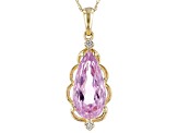 Pre-Owned Pink Kunzite 14k Yellow Gold Pendant With Chain 4.84ctw
