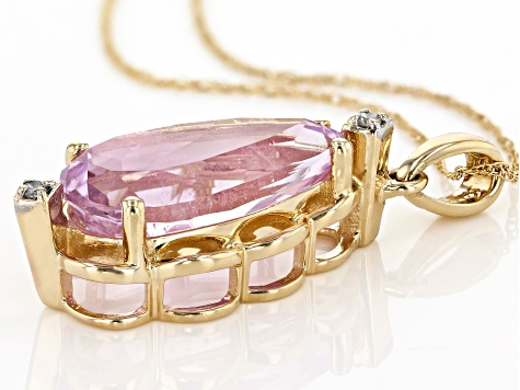 Pre-Owned Pink Kunzite 14k Yellow Gold Pendant With Chain 4.84ctw