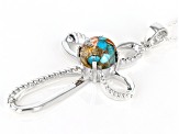 Pre-Owned Orange Spiny Oyster Shell and Blue Composite Turquoise Sterling Silver Cross Pendant