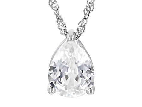 Pre-Owned White Zircon Rhodium Over 10k White Gold Pendant With Chain 1.41ct