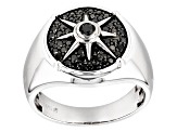 Pre-Owned Black Diamond Rhodium Over Sterling Silver Mens Cluster Ring 0.60ctw