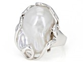 Pre-Owned Genusis™ White Cultured Freshwater Pearl Rhodium Over Sterling Silver Ring