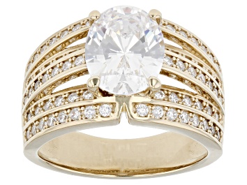 Picture of Pre-Owned White Cubic Zirconia 18k Yellow Gold Over Sterling Silver Ring 3.70ctw
