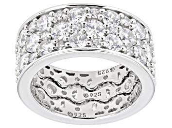 Picture of Pre-Owned White Cubic Zirconia Platinum Over Sterling Silver Puzzle Ring Set 4.68ctw