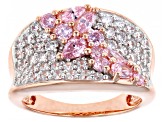 Pre-Owned Pink And White Cubic Zirconia 18K Rose Gold Over Sterling Silver Ring 3.06ctw