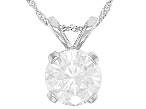 Pre-Owned Moissanite Platineve Solitaire Pendant 7.00ct DEW