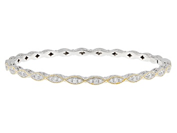 Picture of Pre-Owned White Cubic Zirconia Platineve And 18k Yellow Gold Over Sterling Silver Bangle 2.52ctw