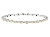 Pre-Owned White Cubic Zirconia Platineve And 18k Yellow Gold Over Sterling Silver Bangle 2.52ctw
