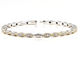 Pre-Owned White Cubic Zirconia Platineve And 18k Yellow Gold Over Sterling Silver Bangle 2.52ctw