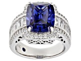 Pre-Owned Blue And White Cubic Zirconia Platineve Ring 12.26ctw