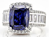 Pre-Owned Blue And White Cubic Zirconia Platineve Ring 12.26ctw