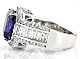 Pre-Owned Blue And White Cubic Zirconia Platineve Ring 12.26ctw