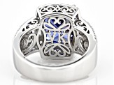 Pre-Owned Blue And White Cubic Zirconia Platineve Ring 12.26ctw