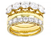 Pre-Owned Moissanite 14k yellow gold over silver ring set of three bands 3.20ctw DEW