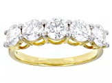 Pre-Owned Moissanite 14k yellow gold over silver ring set of three bands 3.20ctw DEW