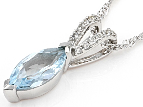 Pre-Owned Sky Blue Topaz Rhodium Over Sterling Silver Pendant With Chain 1.70ctw