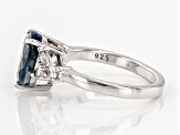 Pre-Owned Blue Sapphire with White Zircon Rhodium Over Sterling Silver Ring 3.43ctw