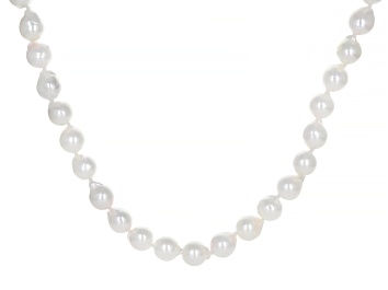 Picture of Pre-Owned Cultured Japanese Akoya Pearl Rhodium Over Sterling Silver 24 Inch Necklace