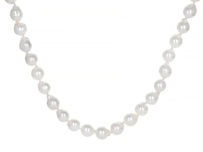 Pre-Owned Cultured Japanese Akoya Pearl Rhodium Over Sterling Silver 24 Inch Necklace