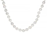 Pre-Owned Cultured Japanese Akoya Pearl Rhodium Over Sterling Silver 24 Inch Necklace