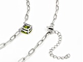 Pre-Owned Green Peridot Rhodium Over Sterling Silver Paperclip Necklace 1.03ct