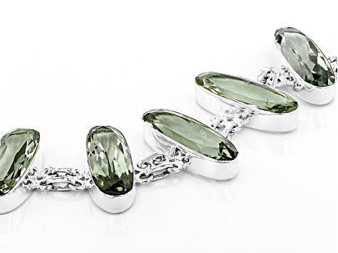 Pre-Owned Green Prasiolite Sterling Silver Bracelet 48.00ctw