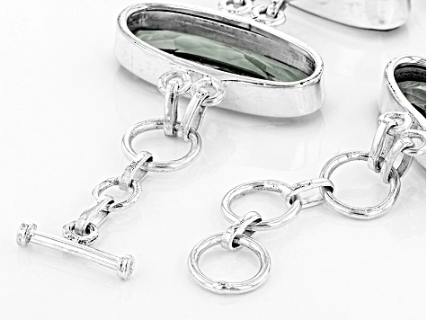 Pre-Owned Green Prasiolite Sterling Silver Bracelet 48.00ctw