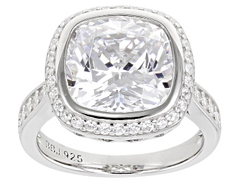 Picture of Pre-Owned Cubic Zirconia Platinum Over Sterling Silver Ring. 8.99ctw
