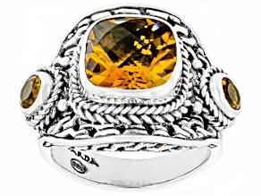 Pre-Owned Golden Citrine Silver Ring 4.01ctw