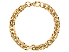 Pre-Owned 18k Yellow Gold Over Bronze Beveled Curb Link Bracelet