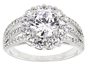 Picture of Pre-Owned White Cubic Zirconia Platinum Over Sterling Silver Ring (2.71ctw DEW)