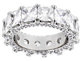 Pre-Owned White Cubic Zirconia Rhodium Over Sterling Silver Eternity Band Ring 15.13ctw
