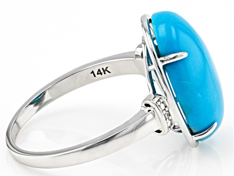 Pre-Owned Sleeping Beauty Turquoise Rhodium Over 14k White Gold Ring 0.01ctw