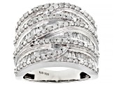 Pre-Owned White Diamond Rhodium Over Sterling Silver Wide Band Ring 2.00ctw
