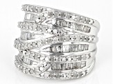 Pre-Owned White Diamond Rhodium Over Sterling Silver Wide Band Ring 2.00ctw