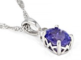 Pre-Owned Blue Tanzanite Rhodium Over Sterling Silver Pendant With Chain 1.03ctw