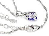 Pre-Owned Blue Tanzanite Rhodium Over Sterling Silver Pendant With Chain 1.03ctw