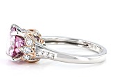 Pre-Owned Pink And Colorless Moissanite Platineve And 14k Rose Gold Over Silver Ring 2.94ctw DEW.