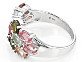 Pre-Owned Multi-Color Tourmaline Rhodium Over Sterling Silver Ring 2.50ctw