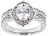 Pre-Owned White Zircon Rhodium Over Sterling Silver Ring Set 2.05ctw