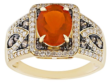 Picture of Pre-Owned Orange Fire Opal 14k Yellow Gold Ring 1.51ctw