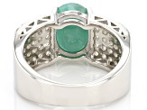 Pre-Owned Green Emerald Rhodium Over Sterling Silver Ring 3.10ctw