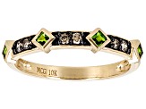 Pre-Owned Chrome Diopside With Champagne Diamonds 10k Yellow Gold Ring 0.33ctw