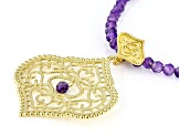 Pre-Owned Amethyst 18k Yellow Gold Over Sterling Silver Necklace 0.40ctw