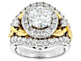 Pre-Owned Moissanite platineve and 14k yellow gold over silver ring 3.25ctw DEW