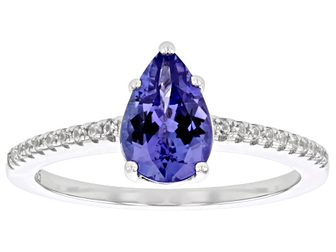 Pre-Owned Blue Tanzanite Rhodium Over Sterling Silver Ring 1.14ctw